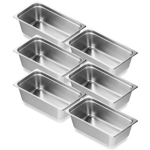Set di 6 Vasche Professionali in Acciaio Inox da 0,8 mm di Spessore, Profondità 6 Pollici, per Riscaldamento e Mantenimento Cibi nei Ristoranti, Misura Standard, Antiaderenti - Product Image 6