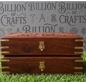 Caja Rectangular de Madera de Palisandro Grabada a Mano de Lujo con Herrajes de Latón, Contenedor de Presentación de Regalos Premium para Decoración del Hogar - Product Image 1
