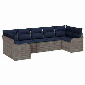Grey Poly Rattan Garden <b>Sofa</b> <b>Set</b> With High Density Foam Cushions Waterproof Outdoor Furniture Contemporary Design - Product Image 2