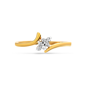 Luxury Jewelry Supplier <b>Special</b>: Premium Gold Ring Featuring a Round Cut Diamond Cluster and Studded Leaf Detailing - Product Image 3