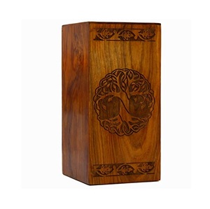 Urna Funeraria Tradicional de Madera de Roble, Recipiente Conmemorativo para Cenizas, Elaborada con una Hermosa Textura de Madera y Detalles Artísticos - Product Image 1