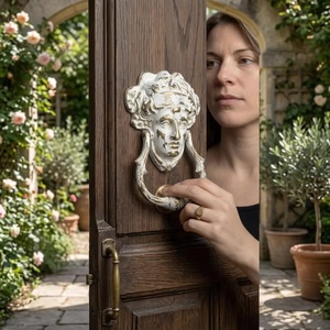 Timbre de puerta tradicional de hierro fundido con diseño griego mítico, duradero, impermeable y ecológico para uso en exteriores. - Product Image 2