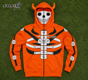White Skeleton <b>Orange</b> Hoodie Halloween 3D Printed Skeleton Costume Hoodie Custom Unisex Zip Up Hooded <b>Sweatshirt</b> - Product Image 6