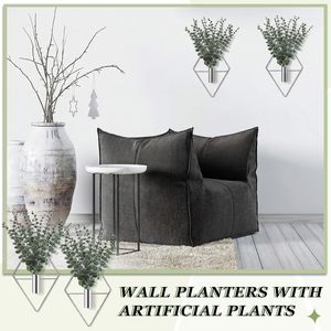 8 Pièces de Vases Suspendus en Métal Géométriques Modernes Style Bohème, Supports Intelligents pour Plantes d'Intérieur, Eucalyptus Artificiel pour Décoration Murale de Salle de Bain - Product Image 3