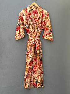 Robe kimono en coton à imprimé oiseaux, style bohème, vêtements de détente, été, printemps, séchage rapide, manches longues - Product Image 4