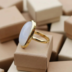 Anillo de Piedra Lunar Arcoíris Natural de Diseño Moderno, Plata de Ley 925, Chapado en Oro de 18K, Joyería Bohemia Hecha a Mano para Mujer - Product Image 6