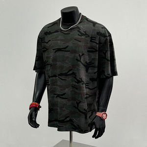 Camiseta de manga larga para hombre, talla grande, diseño personalizado con estampado de camuflaje, 100% algodón, transpirable, estilo vintage, lavado ácido. - Product Image 4