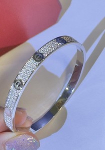 Maa Uma Creation High Demand Luxury Stainless Steel Zircon Silver Plated Classic Charm Bangles <b>Couples</b> Romantic Christian - Product Image 2