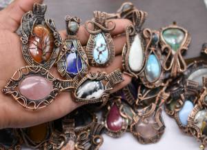 Gorgeous Mix Gemstone Handmade Copper Wire Wrap <b>Pendant</b> Lot Jewelry - Product Image 4