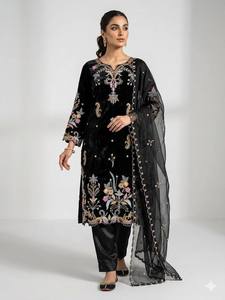 Conjunto de Kurti y Pantalón de Vidrio Premium con Bordado Romano y Dupatta de Organza Bordada, Ropa Étnica para Mujer, Calidad de Exportación - Product Image 1