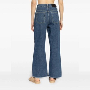 High Waist Wide Leg Denim Pants With Rivet <b>Decoration</b> Stonewashed Cotton Women's Jeans Casual Autumn Style - Product Image 5