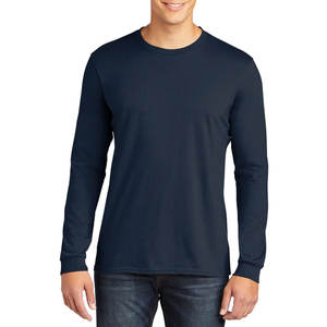 Camisetas de Manga Larga con Cuello Redondo, Color Negro, de Algodón Felpa, Color Sólido - Product Image 6