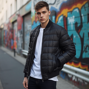 Thick Quilted Bomber <b>Men</b>’s Jacket Warm Padded Winter Outerwear Casual Streetwear OEM - Product Image 4