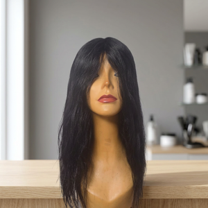Long Natural Black Human Hair <b>Wig</b> Mono Base Premium Quality Remy Hair Indian Hair For Women - Product Image 1