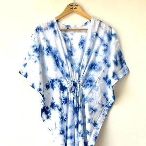 Vestido Kaftán sin Mangas de Algodón con Estampado Tropical para Verano, Ropa de Playa Informal para Mujer, Estilo Asia Pacífico Islas Digital - Product Image 1