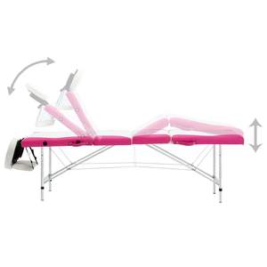 Table de massage pliable en aluminium à 4 zones, couleur blanc et rose - Product Image 4