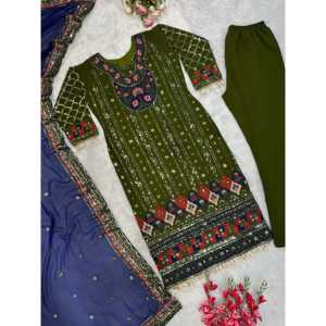 Ensemble haut et pantalon Dupatta avec moti Work pour femmes de créateur - Product Image 1