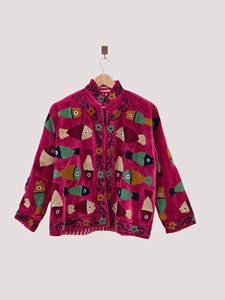 Veste en velours polaire à col mandarin, manches longues, motif de poisson brodé, taille plus, manteau d'hiver pour femmes - Product Image 1