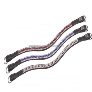 Banda de cejas de caballo negro y marrón de cuero suave y flexible de la mejor calidad con cadena de cristal Multicolor decorativa de 3 filas - Product Image 4