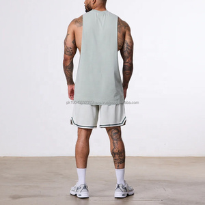 Débardeurs pour hommes vintage 100% coton, col rond, sans manches, avec emmanchures profondes, séchage rapide, motif 3D délavé à l'acide, pour la salle de sport - Product Image 4