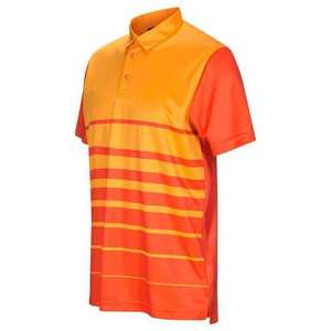 Polo en tricot à manches courtes rayé orange et rouge pour homme, coupe décontractée - Product Image 3