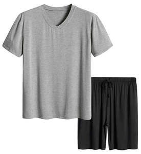 Wholesale Custom Evenfor Summer <b>Men's</b> Breathable Polyester/Cotton Fashion Trend <b>Men</b>’s Short Sleeves and Shorts <b>Pajama</b> <b>Set</b> - Product Image 6