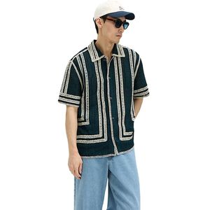 Men’s Lightweight Cotton Rich Abstract Design Shirt Relaxed Fit Button <b>Down</b> Summer Fashion - Product Image 1