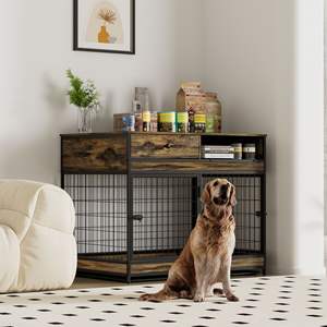 38.78 marrone antico ''W X 27.36'' D X 32.17 ''H gabbia per cani a doppia porta mobili casa per animali - Product Image 1
