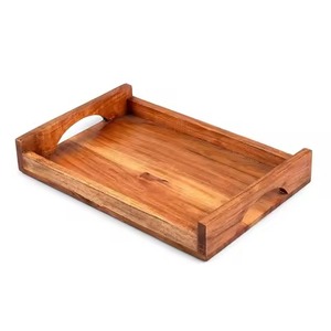 Bandeja Rectangular de Madera de Acacia para Desayuno con Asas, Grabado Personalizado, de Una Sola Capa, Reutilizable y Portátil para Servir Comida, Bandeja para Sala de Estar - Product Image 4