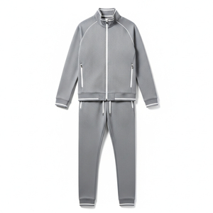 Survêtement d'entraînement uni en polycoton à prix abordable pour homme, coupe ajustée, avec poignets côtelés, idéal pour la gym et la course à pied - Product Image 1