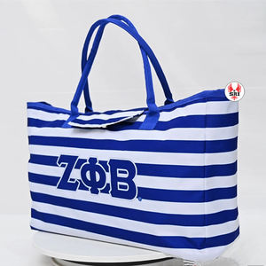 Bolso Tote de Poliéster Acolchado y Bordado de la Hermandad Zeta Phi Beta |   Cierre de cremallera sublimado personalizado para hermandades griegas de mujeres ZPB - Product Image 4