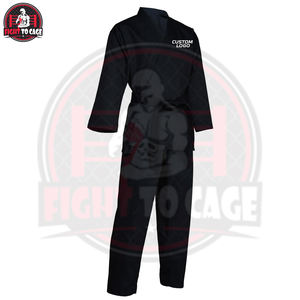 Premium Quality BJJ Uniform Solid Black Color Breathable Stretch Lightweight Printed Martial <b>Arts</b> Wear Polyester Cotton Made - Product Image 2