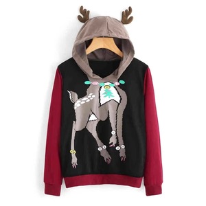 Sweat à capuche unisexe personnalisé de Noël avec motif renne 3D et bois de cerf, pull fantaisie, pull de Noël moche, sweats à capuche pour femmes et hommes - Product Image 1