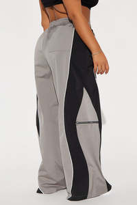 Custom Mens Wide Leg Color Block Track Pants Drawstring Casual Streetwear Trousers OEM Private Label men's pants - Product Image 5