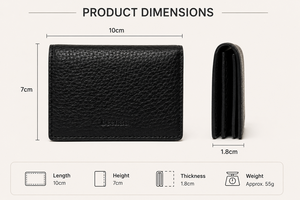 Portefeuille court unisexe vintage en cuir avec blocage RFID, fermeture à bouton pliable, plusieurs emplacements pour cartes, noir - Product Image 3