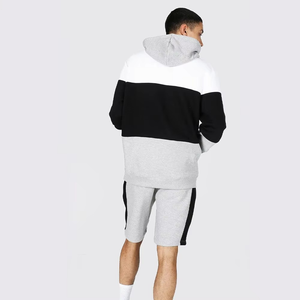 Top Trending Men Fleece Contrast Panel Pullover Hoodie and Short <b>Set</b> for Men in Low MOQ by oneapex international Men Hoodies - Product Image 2