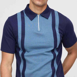 เสื้อโปโลแขนสั้นทรงเข้ารูปแบบซิป คอปก สำหรับผู้ชาย ดีไซน์ OEM พิมพ์ลาย เสื้อโปโลผู้ชาย ใส่สบาย - Product Image 4