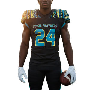 Uniformes de football américain personnalisables OEM, respirants, antibactériens, à séchage rapide, à manches courtes, col en V, 100% polyester, grandes tailles - Product Image 1