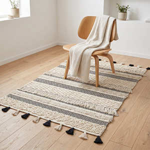 Alfombra de algodón estilo bohemio con diseño de mandala para pasillo, entrada, dormitorio y decoración interior moderna - Product Image 4