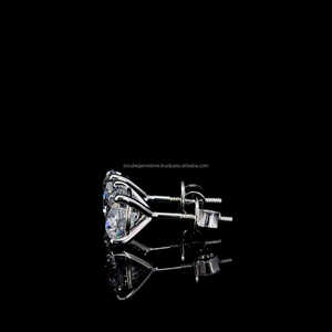925 Sterling Silver Round Cut Moissanite Diamond 4 Prong <b>Screw</b> <b>Back</b> Drop <b>Earrings</b> Women <b>Gold</b> Plated IGI Certified Gift - Product Image 5