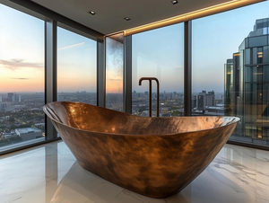 Bañera de Cobre Moderna Hecha a Mano, Bañera Independiente para Interiores Contemporáneos, Bañera de Cobre Artesanal de Estilo Vintage para el Lujo - Product Image 1
