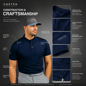 เสื้อโปโลกอล์ฟผู้ชาย ONETEN APPARELS แขนสั้น ผ้าโพลีเอสเตอร์ถัก 100% แห้งเร็ว สีกรมท่า - Product Image 4