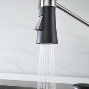 Rubinetto da cucina monocomando nero opaco con doccetta e dispenser sapone, rubinetto multiuso lucido per cucina e lavello - Product Image 6