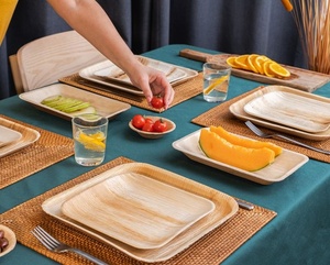 Eco Luxury Palm Leaf Square <b>Plates</b> 6 Inches Biodegradable <b>Disposable</b> Dinnerware for Fine Dining Restaurant and Hotel <b>Plates</b> Use - Product Image 3