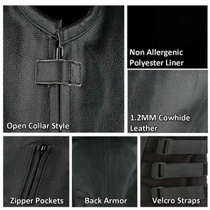 Chaleco de Motocicleta de Cuero Genuino para Hombre, con Correa Lateral Ajustable, Cierre de Cremallera, Ropa Exterior Cortavientos para Conducir en Invierno - Product Image 6