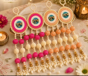 Tapiz Redondo Tradicional Tejido a Mano con Borlas, Decoración para el Hogar Diwali, Arte para Colgar en Interiores, Sala de Estar - Product Image 2