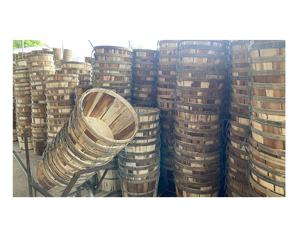 Bulk Quantity Round <b>Wooden</b> Bushel <b>Basket</b> with Metal Handle for Produce Storage Farmers Market and Home Decor Use - Product Image 3