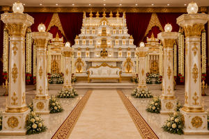 Escenario Mandap de Fibra de Vidrio con Temática de Templo para Bodas del Sur de la India, Ideal para Ceremonias de Boda Tamilas - Product Image 6