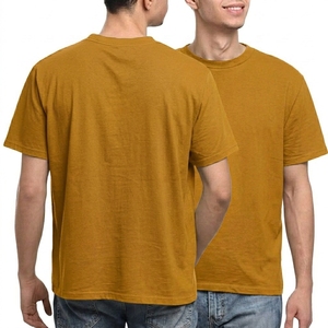 Custom Men mustard gold <b>Plain</b> <b>TShirt</b> Custom Logo Round Neck Premium Cotton Blank Casual Short Sleeve Summer Streetwear wholesale - Product Image 1