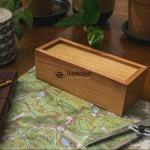 Polished Solid Wood Handmade Rectangle Pen <b>Storage</b> Box Premium Stationery Organizer for Professionals Tradebyd - Product Image 6